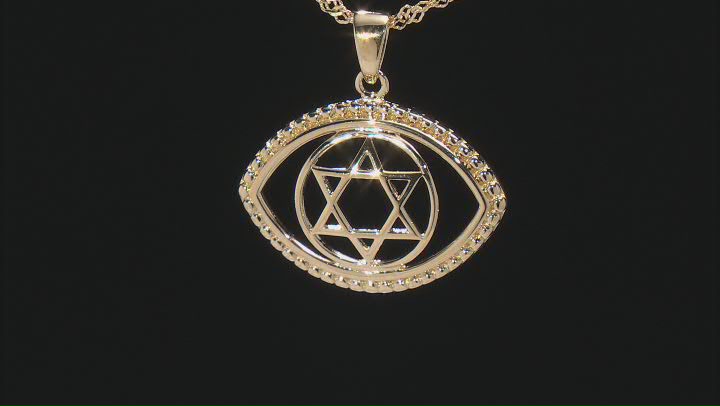Evil Eye & Star of David 18k Yellow Gold Over Sterling Silver Pendant With Chain Video Thumbnail