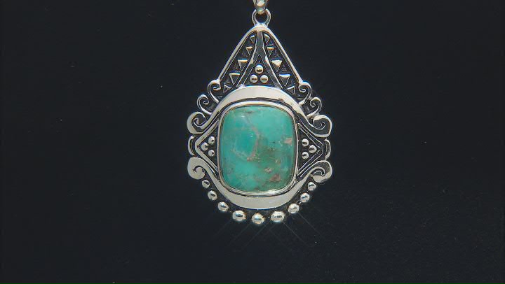 Blue Turquoise Rhodium Over Silver Pendant with Chain Video Thumbnail