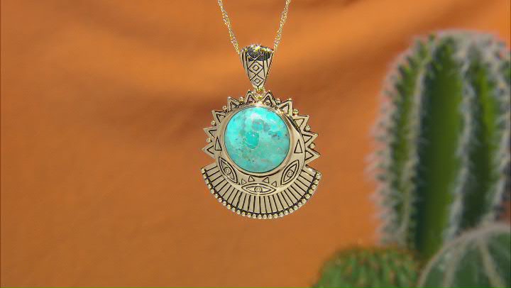 Blue Turquoise 18k Yellow Gold Over Brass Pendant Video Thumbnail