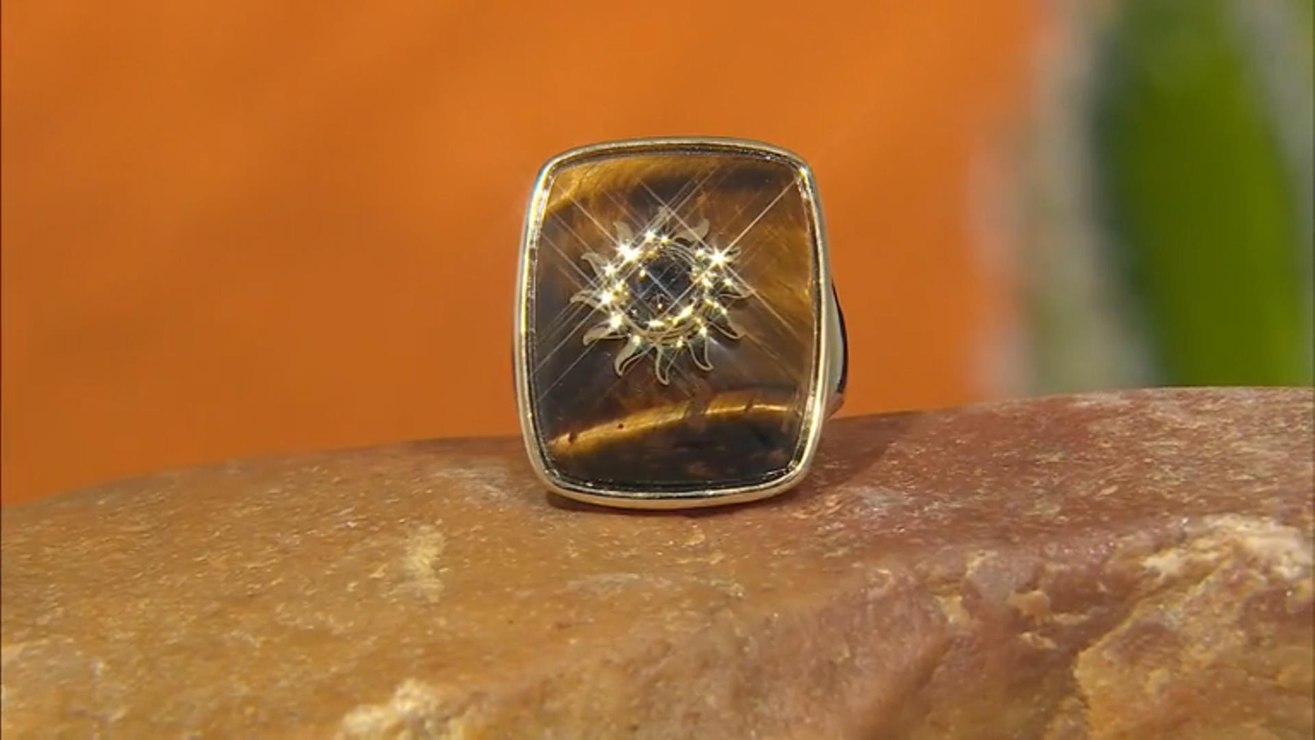 Tigers Eye and Smoky Quartz 18k Gold Over Brass Ring 0.39ctw Video Thumbnail