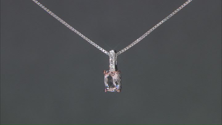 Peach Morganite Sterling Silver Pendant With Chain .76ctw Video Thumbnail