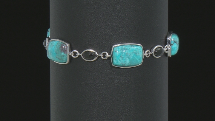 Blue Turquoise Sterling Silver Toggle Bracelet 1.50ctw Video Thumbnail