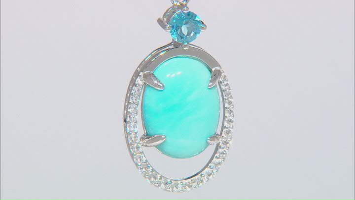 Blue Sleeping Beauty Turquoise Rhodium Over Sterling Silver Pendant With Chain .90ctw Video Thumbnail