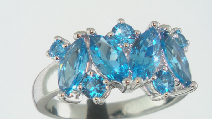 Blue Lab Created Spinel Rhodium Over Sterling Silver Ring 2.28ctw Video Thumbnail