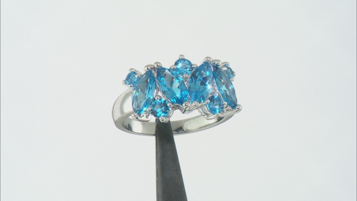 Blue Lab Created Spinel Rhodium Over Sterling Silver Ring 2.28ctw Video Thumbnail