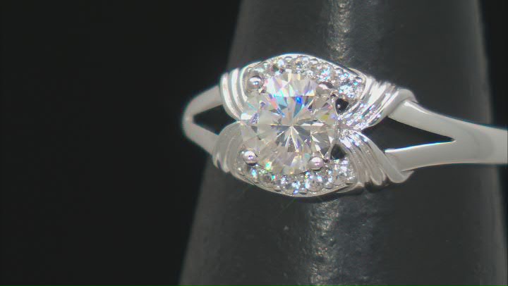 White Strontium Titanate And White Zircon Rhodium Over Sterling Silver Ring 1.37ctw Video Thumbnail