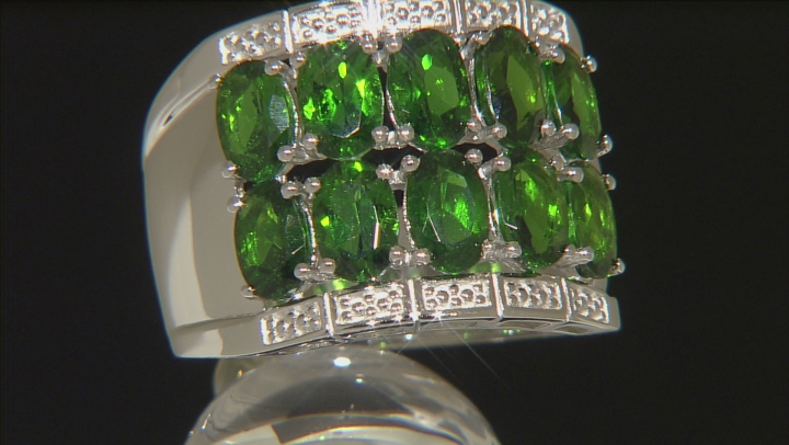 Green Chrome Diopside Rhodium Over Sterling Silver Band Ring 4.08ctw Video Thumbnail