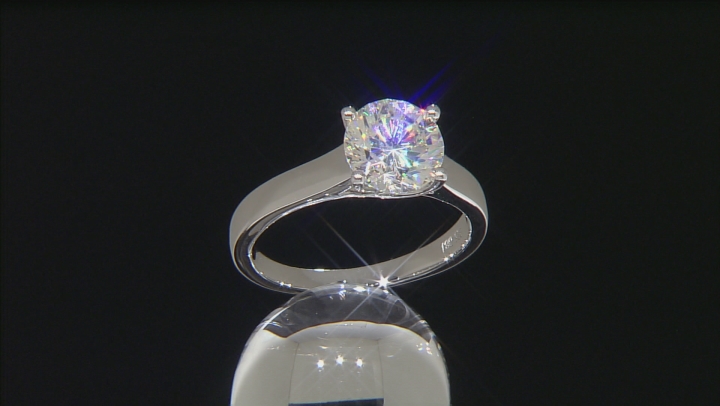 White Fabulite Strontium Titanate Rhodium Over Sterling Silver Solitaire Ring 2.55ct Video Thumbnail