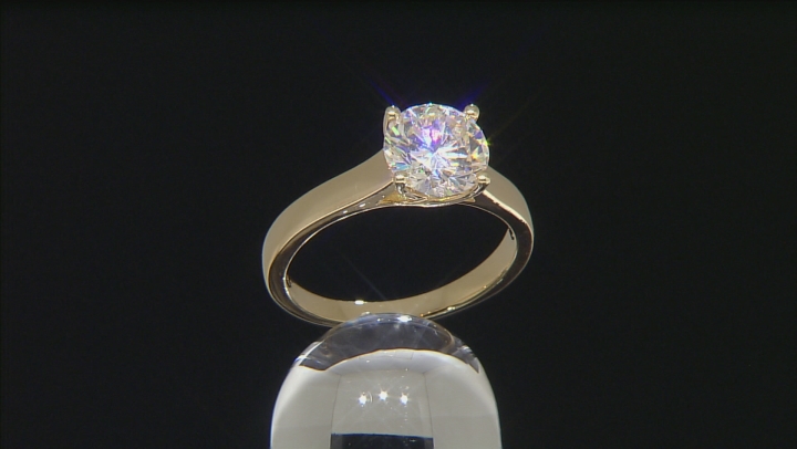 White Strontium Titanate 18k Yellow Gold Over Silver Ring 2.55ct Video Thumbnail