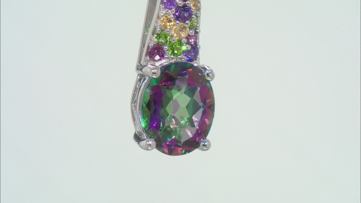 Mystic Green Topaz Rhodium Over Sterling Silver Pendant With Chain 2.58ctw Video Thumbnail