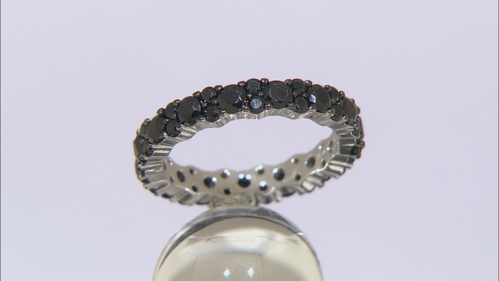 Black Spinel  Rhodium Over Sterling Silver Eternity Band 2.50ctw Video Thumbnail