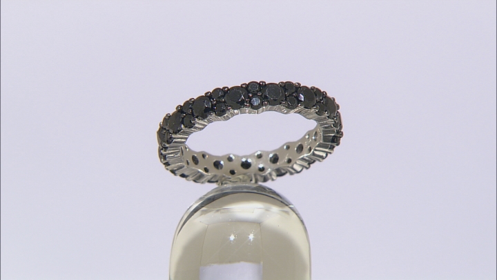 Black Spinel  Rhodium Over Sterling Silver Eternity Band 2.50ctw Video Thumbnail
