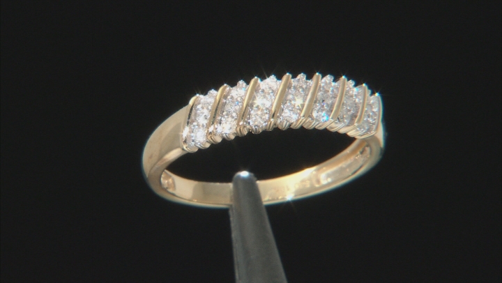 White Diamond 10K Yellow Gold Band Ring 0.20ctw Video Thumbnail