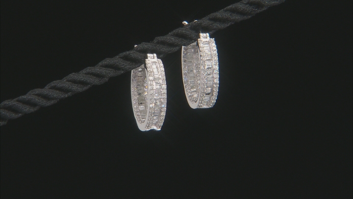 White Diamond 10K White Gold Hoop Earrings 1.00ctw Video Thumbnail
