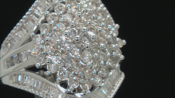 White Diamond 10K White Gold Cluster Ring 2.00ctw Video Thumbnail