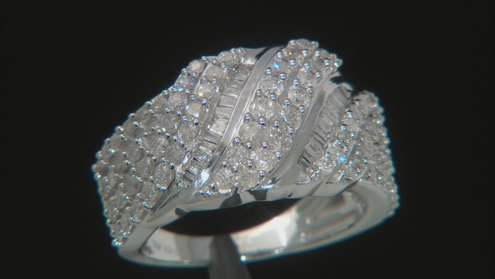 White Diamond 10k White Gold Crossover Ring 1.50ctw Video Thumbnail
