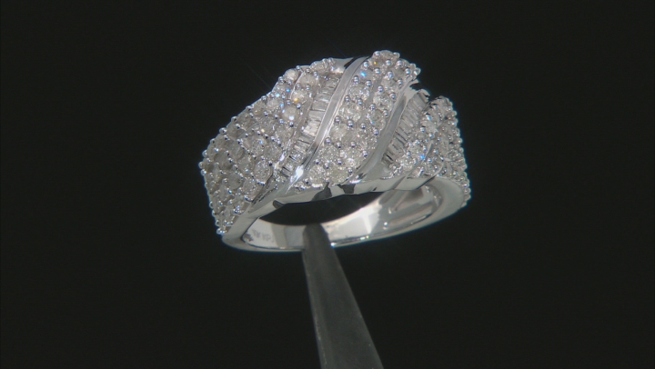 White Diamond 10k White Gold Crossover Ring 1.50ctw Video Thumbnail