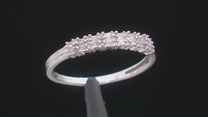 White Diamond 10k White Gold Band Ring 0.20ctw Video Thumbnail