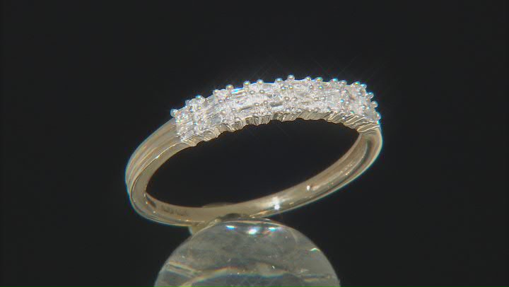 White Diamond 10k Yellow Gold Band Ring 0.20ctw Video Thumbnail