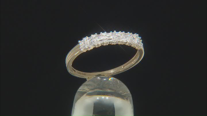 White Diamond 10k Yellow Gold Band Ring 0.20ctw Video Thumbnail