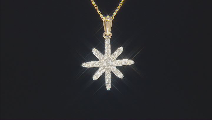 White Diamond 10k Yellow Gold Celestial Pendant With 18 Inch Rope Chain 0.55ctw Video Thumbnail