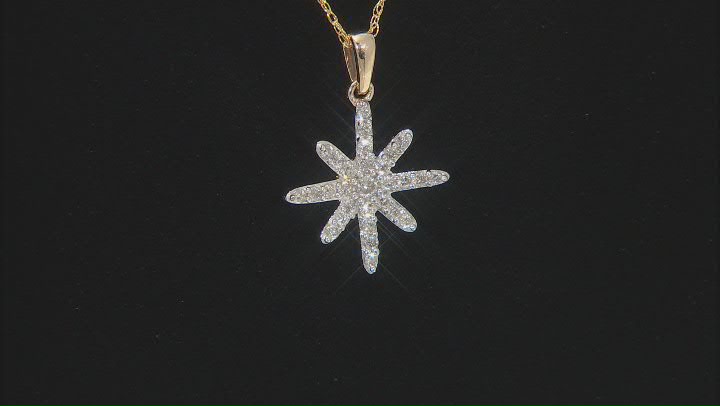 White Diamond 10k Yellow Gold Celestial Pendant With 18 Inch Rope Chain 0.55ctw Video Thumbnail