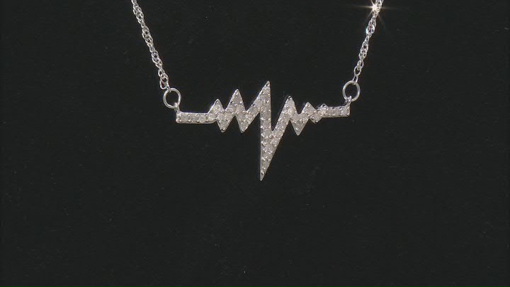 White Diamond Rhodium Over Sterling Silver Heartbeat Necklace 0.38ctw Video Thumbnail