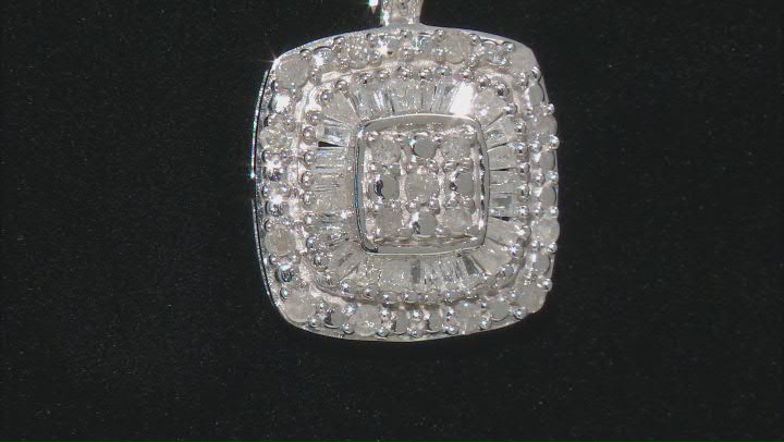 White Diamond Rhodium Over Sterling Silver Cluster Pendant With Chain 0.50ctw Video Thumbnail