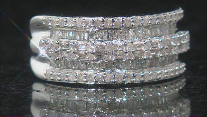 White Diamond Rhodium Over Sterling Silver Wide Band Ring 1.10ctw Video Thumbnail