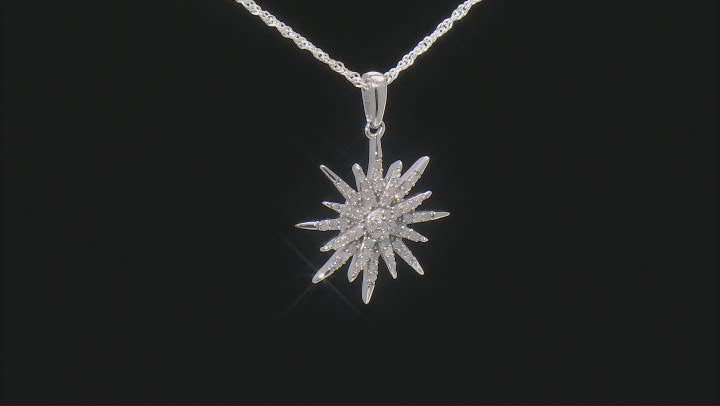White Diamond Rhodium Over Sterling Silver Celestial Pendant W/ Chain 0.50ctw