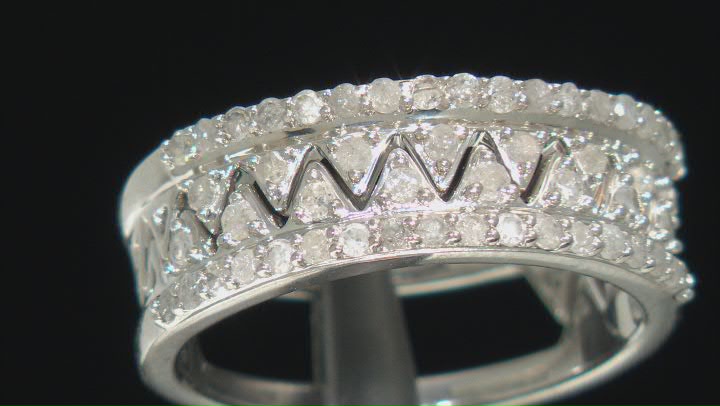 White Diamond Rhodium Over Sterling Silver Stackable Band Rings 0.60ctw Video Thumbnail