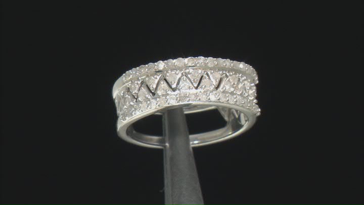 White Diamond Rhodium Over Sterling Silver Stackable Band Rings 0.60ctw Video Thumbnail