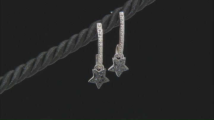 Champagne, Black, And White Diamond Rhodium Over Silver Earrings With Interchangeable Charms 0.35ctw Video Thumbnail