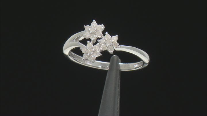 White Diamond Rhodium Over Sterling Silver Cluster Floral Ring 0.33ctw