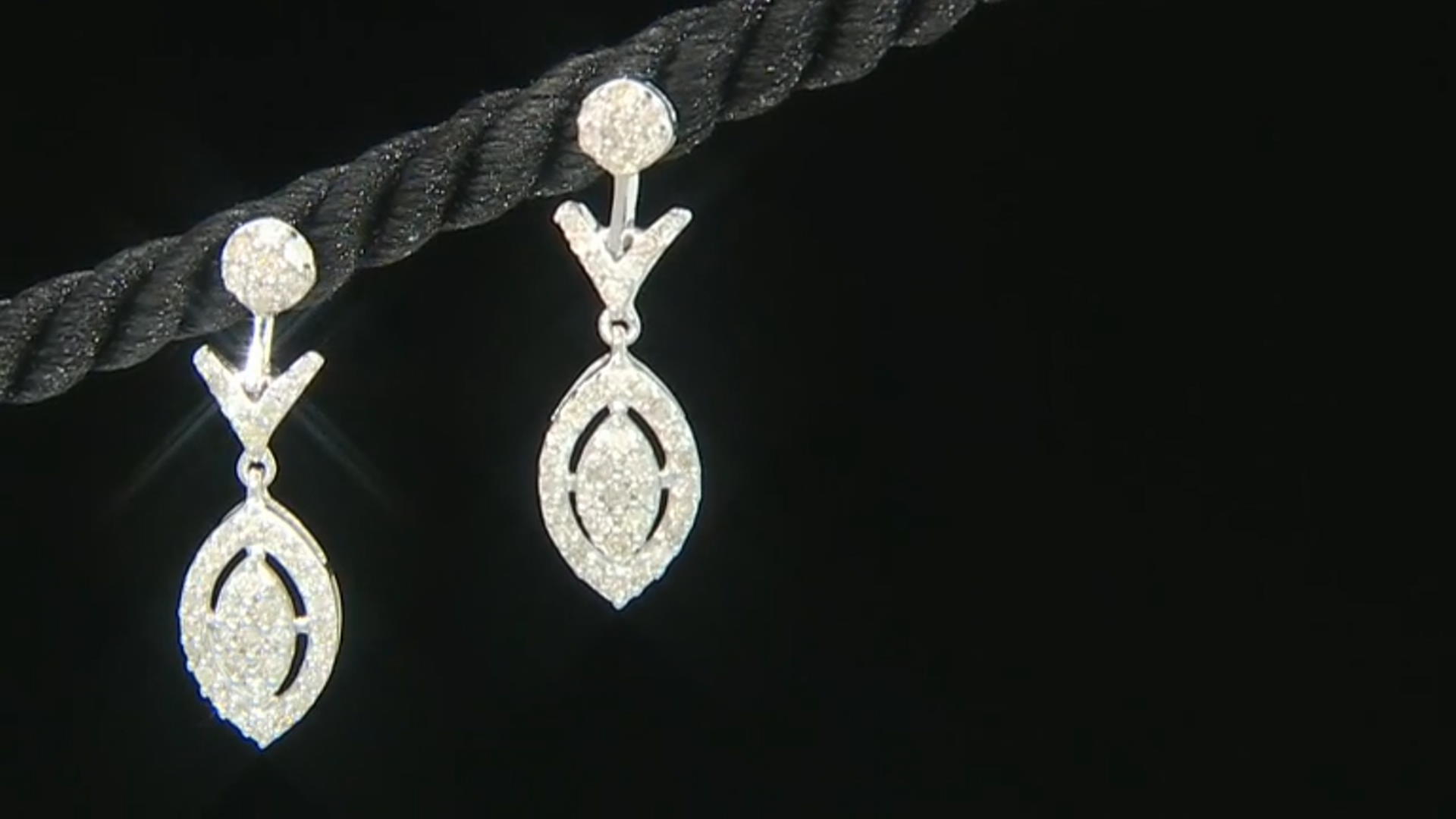 White Diamond Rhodium Over Sterling Silver Dangle Earrings 0.50ctw Video Thumbnail
