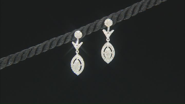 White Diamond Rhodium Over Sterling Silver Dangle Earrings 0.50ctw Video Thumbnail