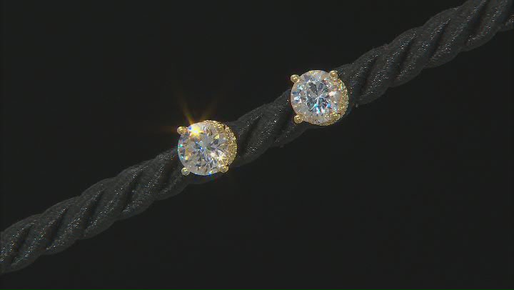 Cubic Zirconia 18k Yellow Gold Over Sterling Silver Earrings 3.59ctw Video Thumbnail