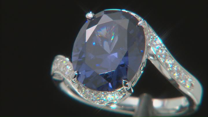 Blue And White Cubic Zirconia Platineve Ring 5.85ctw Video Thumbnail