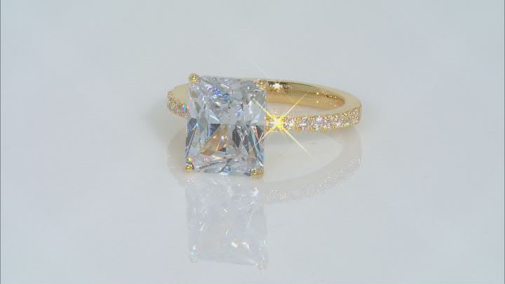 White Cubic Zirconia 18K Yellow Gold Over Sterling Silver Ring With Band 7.10ctw Video Thumbnail