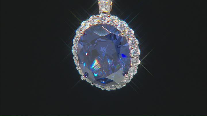 Blue And White Cubic Zirconia Platineve Anniversary Pendant With Chain 6.06ctw Video Thumbnail