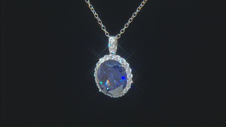 Blue And White Cubic Zirconia Platineve Anniversary Pendant With Chain 6.06ctw Video Thumbnail