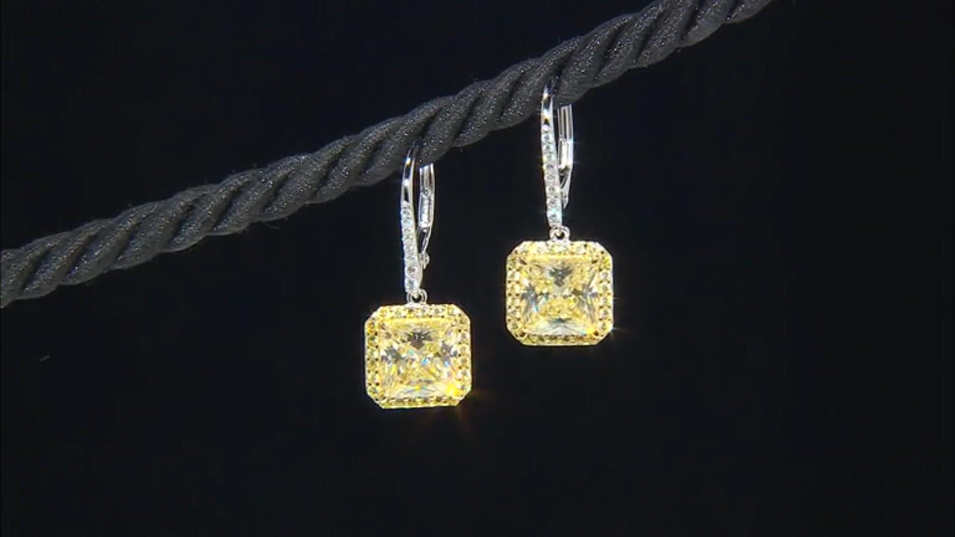 Yellow And White Cubic Zirconia Platineve And 18k Yellow Gold Over Sterling Silver Earrings 8.97ctw Video Thumbnail