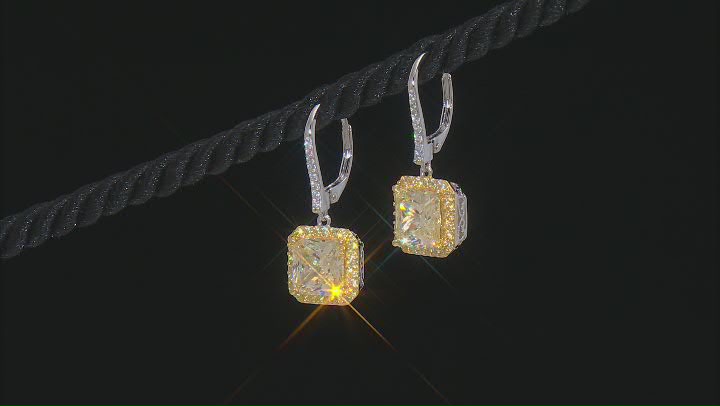 Yellow And White Cubic Zirconia Platineve And 18k Yellow Gold Over Sterling Silver Earrings 8.97ctw Video Thumbnail