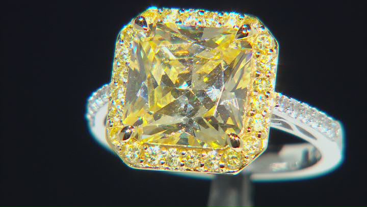 Yellow And White Cubic Zirconia Platineve And 18k Yellow Gold Over Sterling Silver Ring 8.47ctw Video Thumbnail