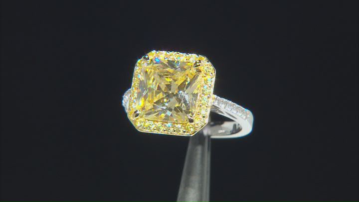 Yellow And White Cubic Zirconia Platineve And 18k Yellow Gold Over Sterling Silver Ring 8.47ctw Video Thumbnail