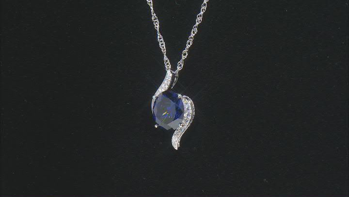Blue And White Cubic Zirconia Platineve Pendant With Chain 7.27ctw Video Thumbnail