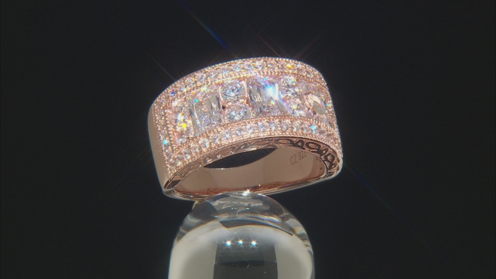 White Cubic Zirconia 18k Rose Gold Over Sterling Silver Ring 5.11ctw Video Thumbnail