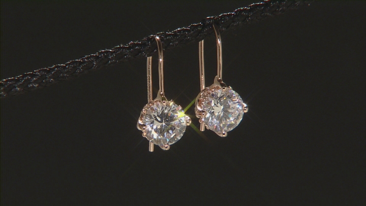 White Cubic Zirconia 18k Rose Gold Over Sterling Silver Earrings 4.52ctw Video Thumbnail