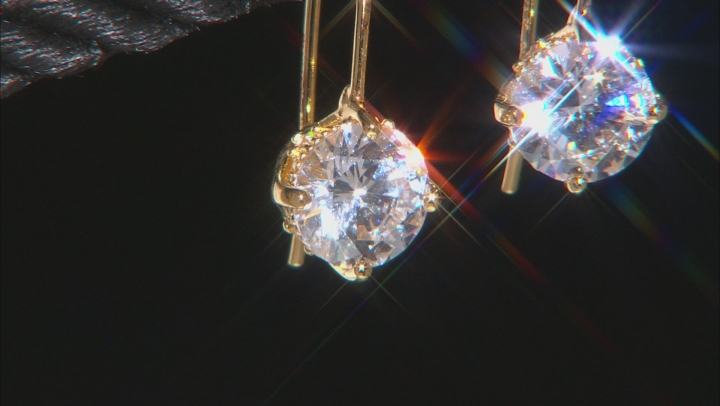 White Cubic Zirconia 18k Yellow Gold Over Sterling Silver Earrings 4.52ctw Video Thumbnail