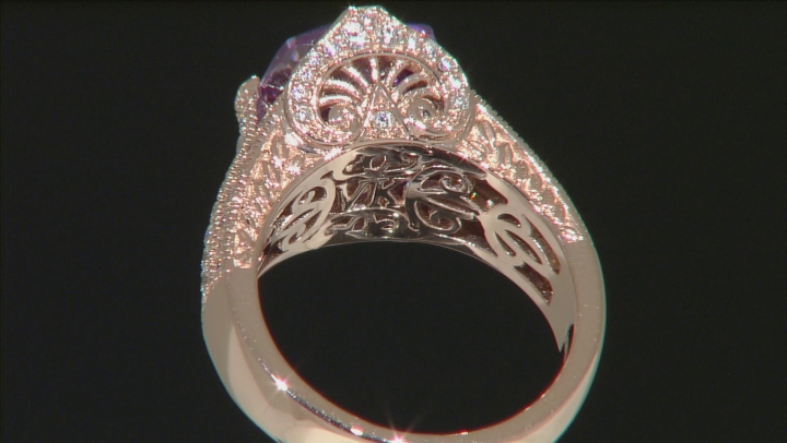 Purple And White Cubic Zirconia 18k Rose Gold Over Silver Ring 10.76ctw Video Thumbnail